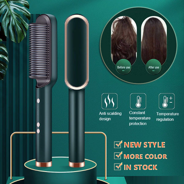 2 In 1 Hair Straightener Hot Comb Negative Ion Curling Tong Dual-purpose Electric Hair Brush